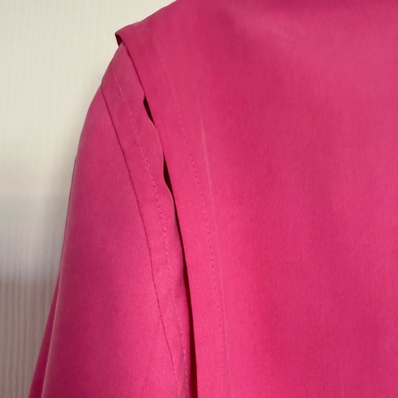 Vintage Ralph Lauren Silk Jacket Hot Pink Zip Front Lightweight Size M - Picture 9 of 9